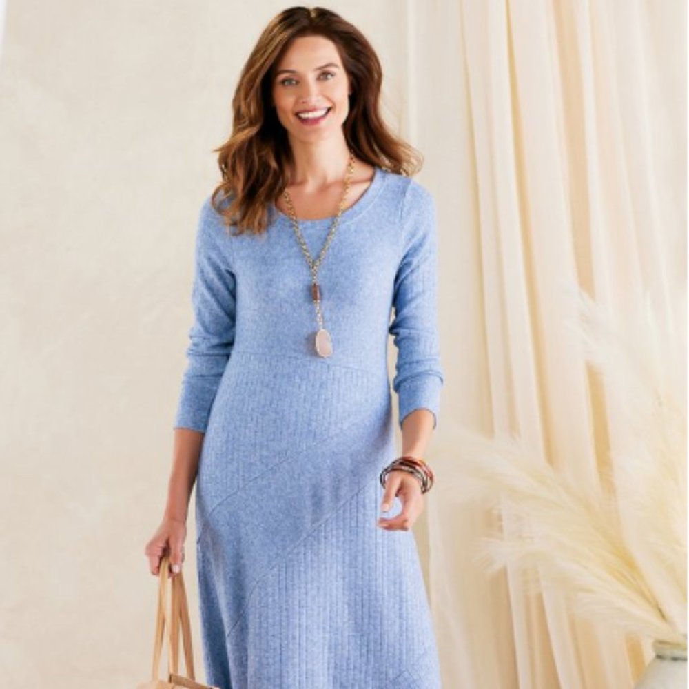 NWOT Soft Surroundings Clio Dress Heather Blue Sz 1X